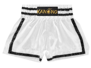 Muay Thai Boxing Shorts : KNS-140-White-Black